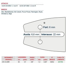 Barra de motosierra longitud 35 cm para eslabón de cadena 49/50/52 451705 | Newgardenstore.eu