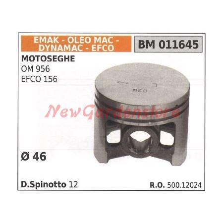 OLEOMAC chainsaw piston OM 956 EFCO 156 Ø 46mm EMAK 011645 | Newgardenstore.eu