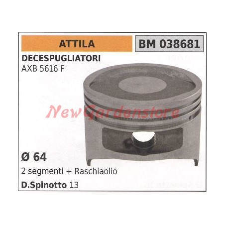 Pistón desbrozadora AXB 5616F Ø 64mm ATTILA 038681 | Newgardenstore.eu