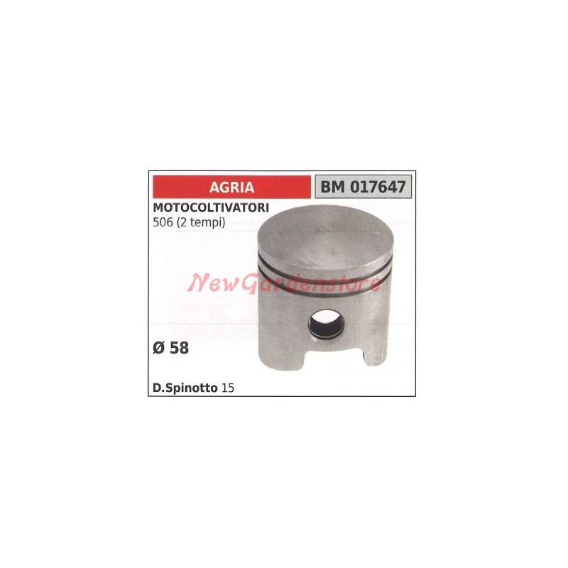 Piston for 506 2-stroke motocultivator Ø  58mm AGRIA 017647