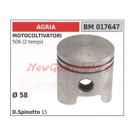 Piston pour motocultivateur 506 2 temps Ø 58mm AGRIA 017647 | Newgardenstore.eu