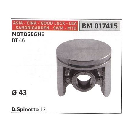 Piston pour tronçonneuse BT 46 Ø 43 mm ASIA 017415 | Newgardenstore.eu