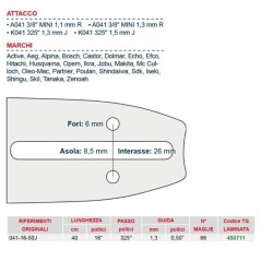 Timber chainsaw bar length 40 cm for chain link 66 450711