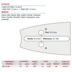 Barra de motosierra longitud 40 cm para eslabón de cadena 66 452733