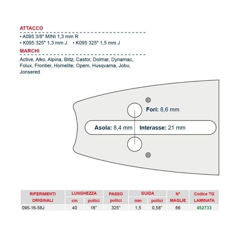 Chainsaw bar length 40 cm for chain link 66 452733