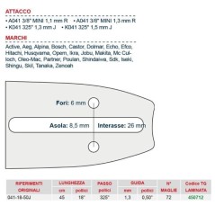 Timber chainsaw bar length 45 cm for chain link 72 450712