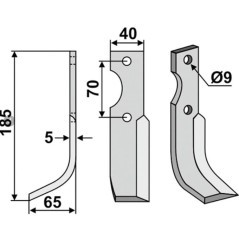 Motor cultivator hoe blade tiller 350-613 350-612 FORT 185mm dx sx