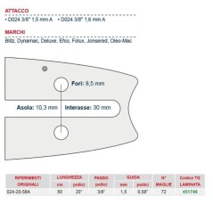 Kettensägeschiene Länge 50 cm für Kettenglied 72 451746