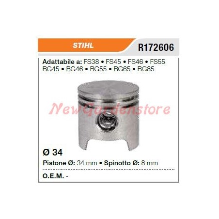 Pistone segmenti spinotto STIHL motosega FS38 45 46 55 172606 | Newgardenstore.eu