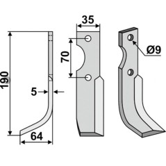 Motor cultivator hoe blade tiller 350-625 350-624 FORT 190 mm right left | Newgardenstore.eu