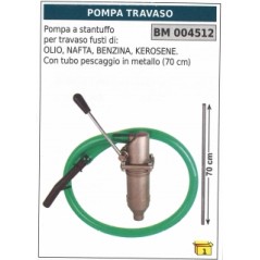 Pompa a stantuffo travaso fusti olio nafta benzina kerosene tubo metallo 30cm