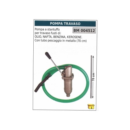 Pompa a stantuffo travaso fusti olio nafta benzina kerosene tubo metallo 30cm | Newgardenstore.eu