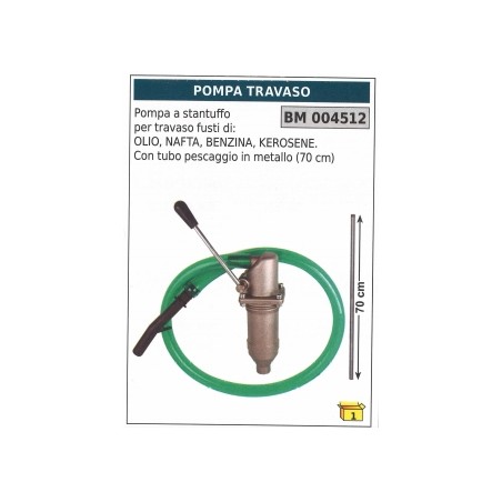 Pompe à piston pour transfert de fûts d'huile huile naphta essence kérosène tuyau métal 30cm | Newgardenstore.eu