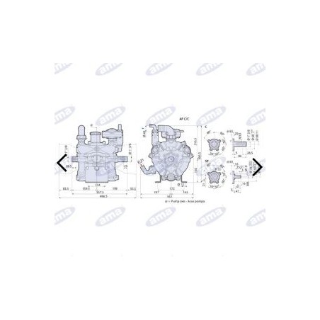 AR 140BP/C pump with external plastic-coated ducts 3 diaphragms 88932