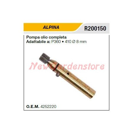 Pompe à huile ALPINA pour tronçonneuse P360 410 Ø 8mm R200150 | Newgardenstore.eu