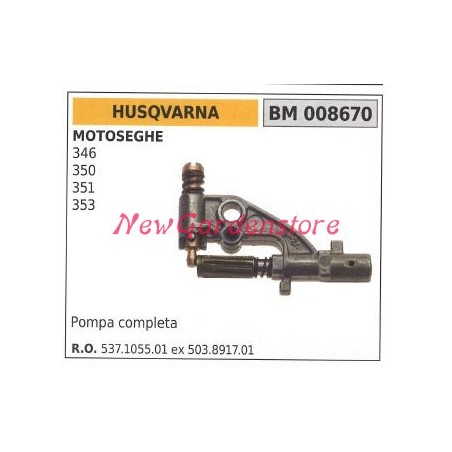 Pompe à huile pour moteur de tronçonneuse HUSQVARNA 340 345 351 353 008670 | Newgardenstore.eu