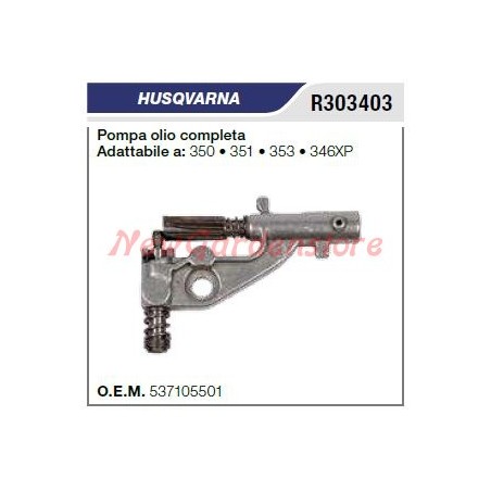 HUSQVARNA chainsaw oil pump 350 351 353 346XP R303403 537 105501 | Newgardenstore.eu