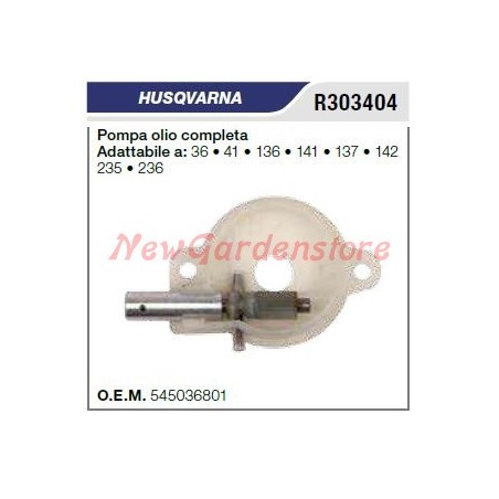 Bomba de aceite motosierra HUSQVARNA 36 41 136 141 137 142 235 236 R303404 | Newgardenstore.eu