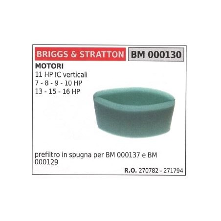 BRIGGS&STRATTON Luftvorfilter Rasenmäher Mäher 11 HP IC vertikal | Newgardenstore.eu