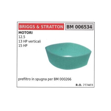 BRIGGS&STRATTON prefiltro aire cortacésped cortacésped 12,5 13CV vertical | Newgardenstore.eu