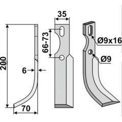 Chain hoe tiller tiller blade 350-667 350-666 UNIVERSAL dx sx | Newgardenstore.eu