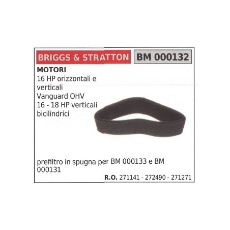 BRIGGS&STRATTON filtre à air pour tondeuse à gazon 16HP verticale | Newgardenstore.eu