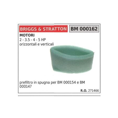 BRIGGS&STRATTON filtre à air pour tondeuse à gazon 2 3.5 4 5HP | Newgardenstore.eu