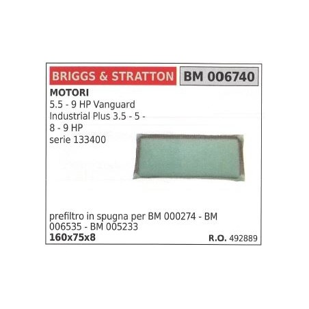 Filtre à air BRIGGS&STRATTON tondeuse 5.5 9HP Vanguard | Newgardenstore.eu