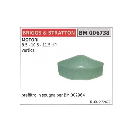 Préfiltre à air pour tondeuse à gazon BRIGGS&STRATTON 8.5 10.5 11.5hp | Newgardenstore.eu