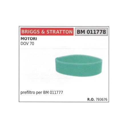 BRIGGS&STRATTON Luftvorfilter Rasenmäher Rasenmäher dov 70 | Newgardenstore.eu