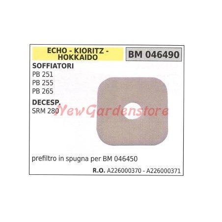 Prefiltro de aire de esponja soplador ECHO PB 251 255 Desbrozadora SRM 280 046490 | Newgardenstore.eu