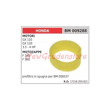 Prefiltro aire espuma motor HONDA GX 110 120 3,5 4 CV motoazada F 340 360 009288 | Newgardenstore.eu