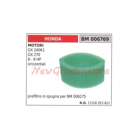 Prefiltro de aire de esponja Motor HONDA GX 240K1 270 8 9 CV 006769 | Newgardenstore.eu