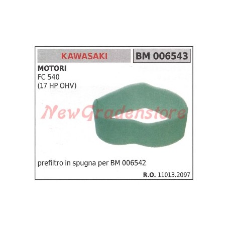 Préfiltre à air en éponge KAWASAKI moteur FC 540 (17 CV OVH) 006543 | Newgardenstore.eu