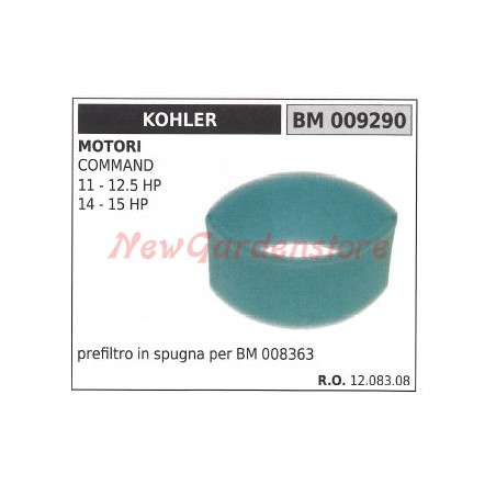 Prefiltro de aire de esponja KOHLER tractor de césped COMMAND 11 12,5 HP 009290 | Newgardenstore.eu