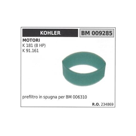 Prefiltro aria in spugna KOHLER trattorino rasaerba K 181 (8 HP) K 91.161 009285 | Newgardenstore.eu