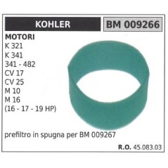 Prefiltro de aire de esponja KOHLER para tractor de césped K 321 341 HP 17 25 009266 | Newgardenstore.eu