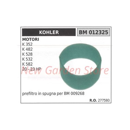 KOHLER Schwamm-Luftvorfilter Rasentraktor K 352 482 528 532 582 012325 | Newgardenstore.eu