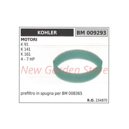 KOHLER Foam air prefilter lawn tractor K 91 141 161 4 7 HP 009293 | Newgardenstore.eu