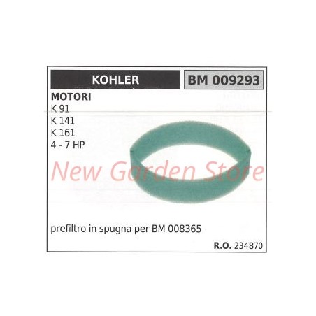 Prefiltro aria in spugna KOHLER trattorino rasaerba K 91 141 161 4 7 HP 009293 | Newgardenstore.eu