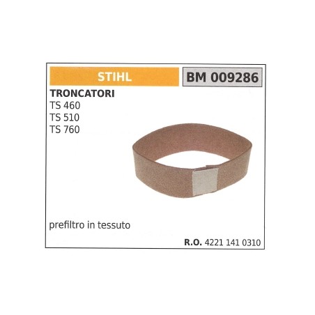 Préfiltre à air en tissu STIHL pour la tronçonneuse TS 460 510 760 009286 | Newgardenstore.eu