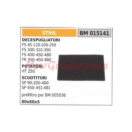 Prefiltro de aire STIHL para desbrozadora FS 45 120 200 250 300 310 350 015141 | Newgardenstore.eu