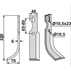Rotary tiller tiller blade350-659 350-658UNIVERSAL right hand side 230mm | Newgardenstore.eu