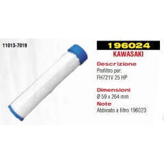 Vorfilter für Rasentraktor FH721V 25 PS KAWASAKI 11013-7019