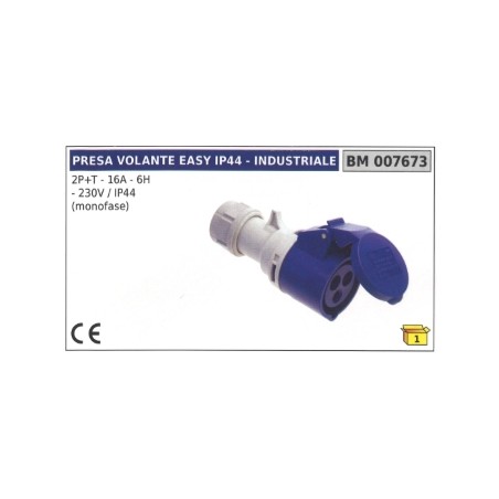 Easy IP44 2-polige+Erde Industrie-Flugsteckdose 16A - 6H - 230V Code 007673 | Newgardenstore.eu