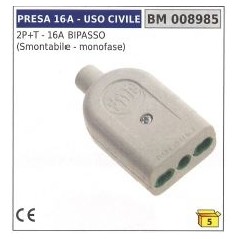 2-pole + earth civil socket - 16A two-pin removable - single-phase | Newgardenstore.eu