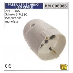 Presa uso civile 2 poli + terra - 16A Schuko bipasso smontabile - monofase | Newgardenstore.eu