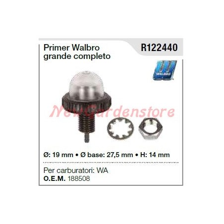 WALBRO primer for WA carburettor lawnmower mower trimmer R122440 | Newgardenstore.eu