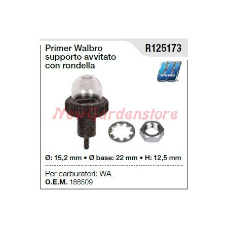 WALBRO carburettor primer Wa lawn mower mower R125173 | Newgardenstore.eu