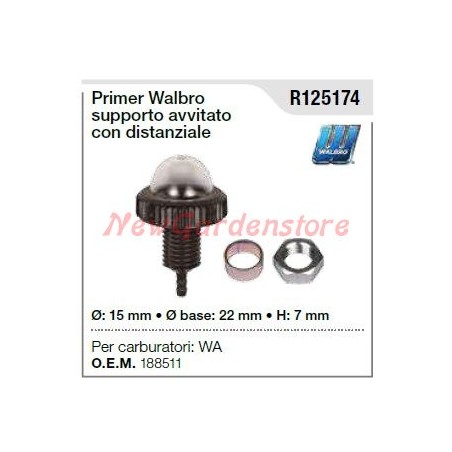 Primer WALBRO per carburatore WA tagliaerba rasaerba tosaerba R125174 | Newgardenstore.eu